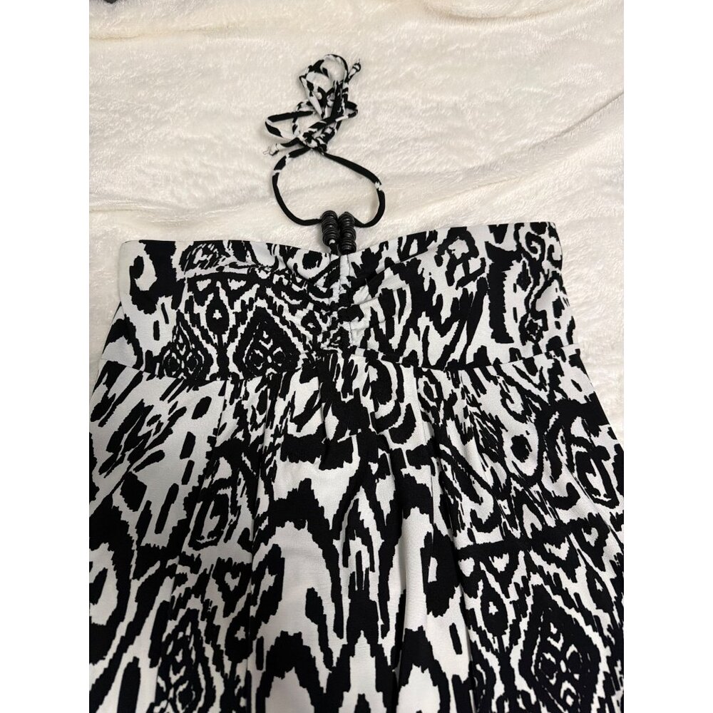 Saint Tropez West Black & White Tribal Print Halter Dress Size 6 - Picture 3 of 7